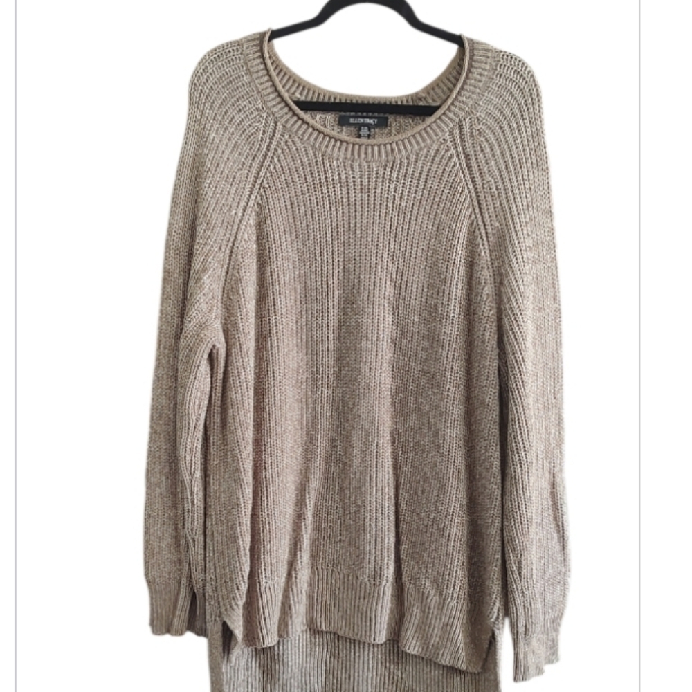 Ellen Tracy Beige Knit Crew Neck Sweater Size XXL